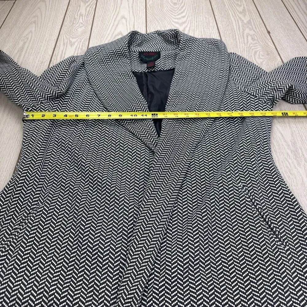 Ashro Black White Herringbone Dinner Party Blazer Jacket Size 16‎